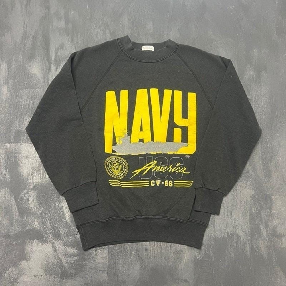 Vintage US Navy Sweatshirt Mens Medium Black 1980s CV86